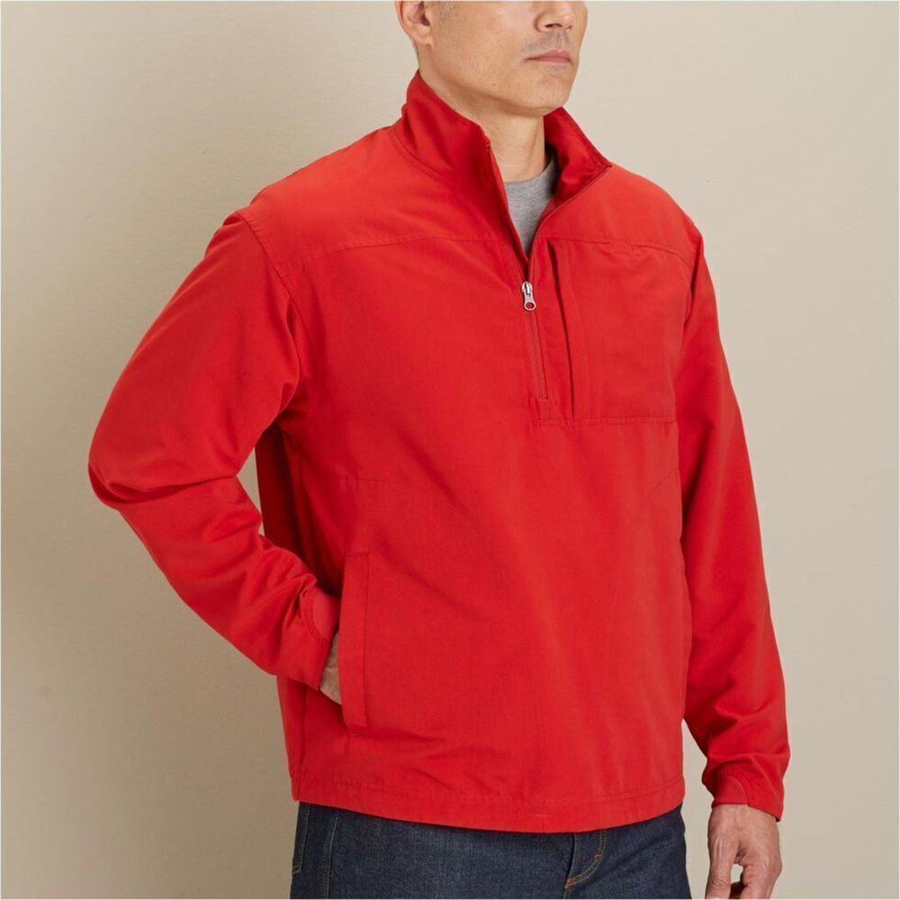 DULUTH Men's Red Bogey Windshirt 2.0 Outdoor Windbreaker Pullover Large Tall